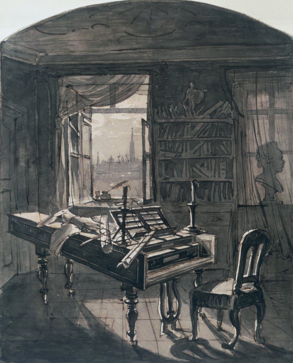 Ölüm Zamanında Beethovens Odası, 1827 by Johann Nepomuk Hoechle