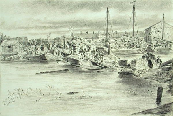 Pei-Ho Köprüsü, Ağustos 1900 (kağıt üzerine sulu boya) by Johann Nepomuk Schonberg