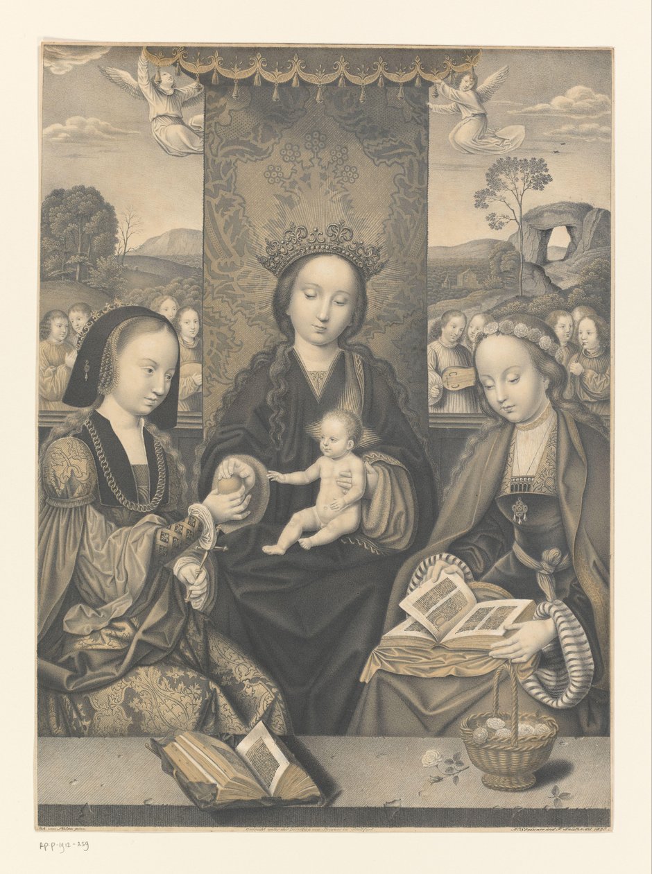 Meryem ile çocuk ve iki kadın aziz Boisserée kardeşlerin koleksiyonundan eserler (seri adı) Galerie des Frères Boisserée (dizi başlığı) by Johann Nepomuk Strixner