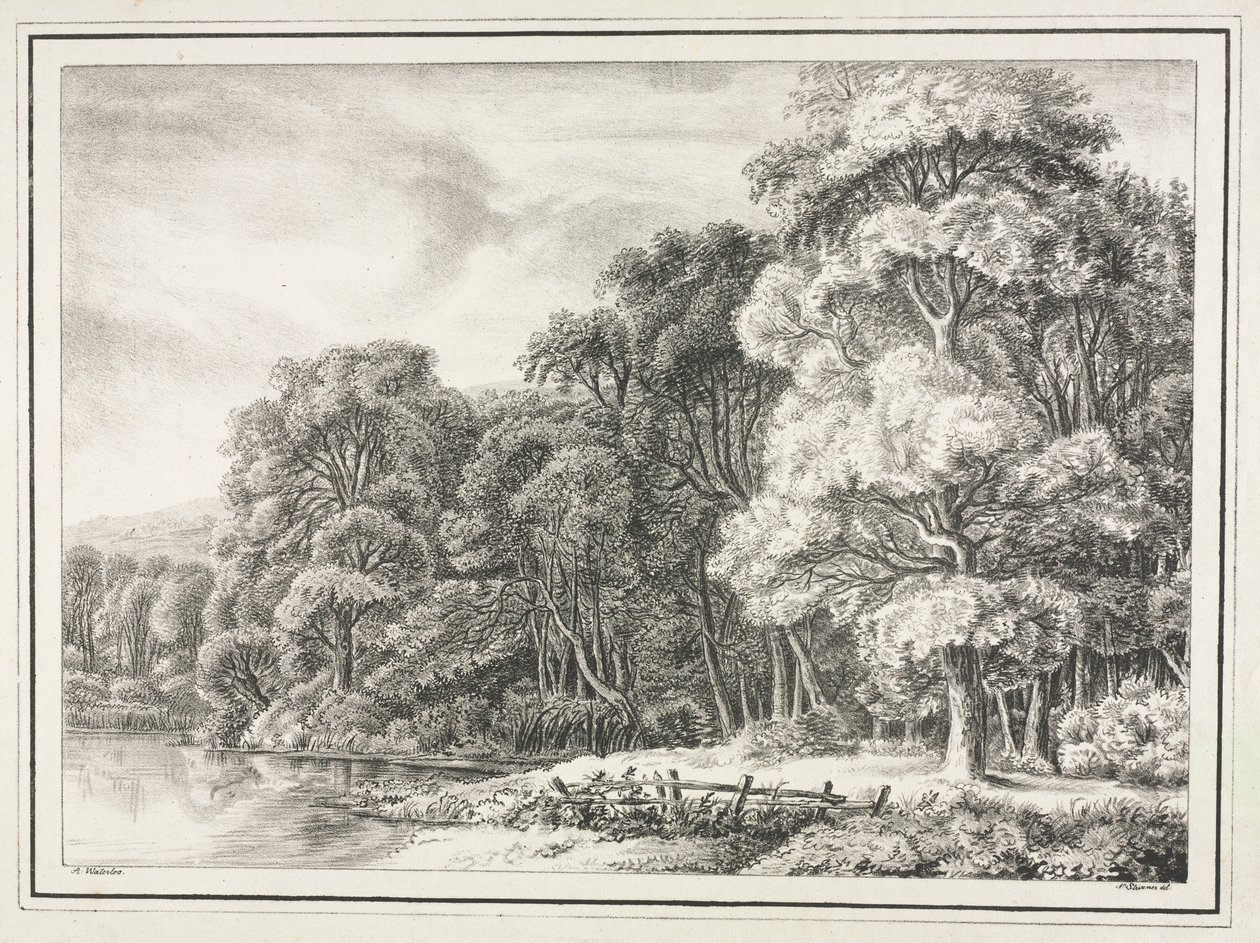 Göl ile Orman Manzarası, 1811-1816. by Johann Nepomuk Strixner