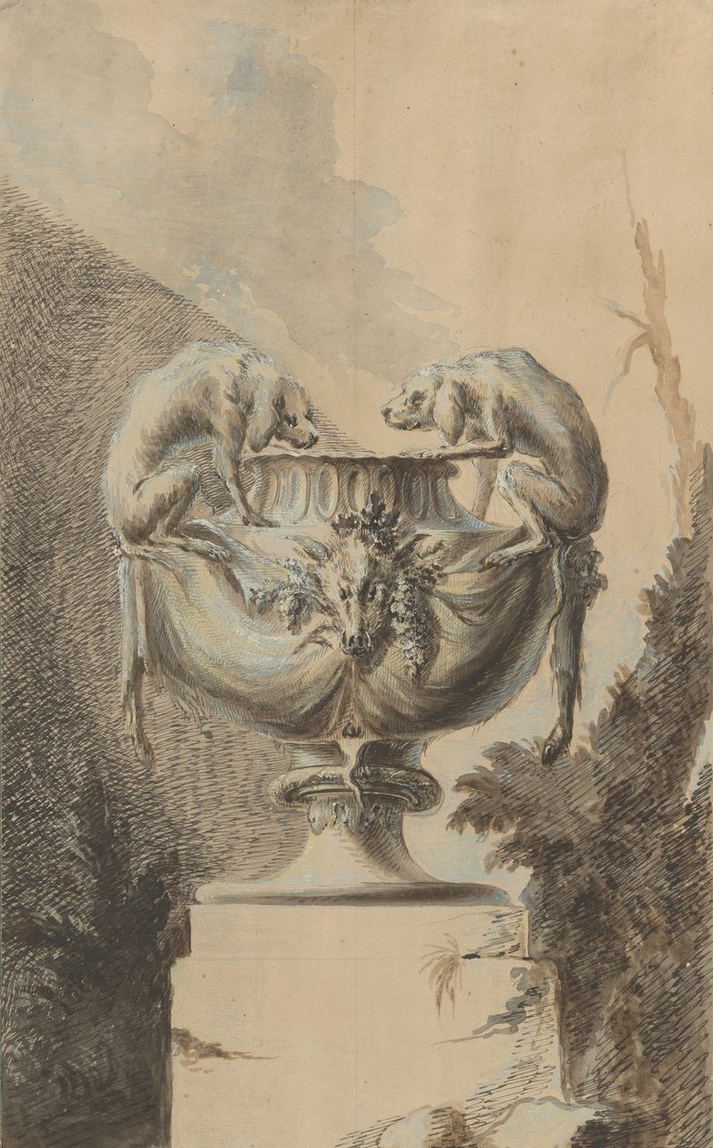 Av Temalı Bahçe Vazosu Tasarımı, yakl. 1740. by Johann Paul Egell