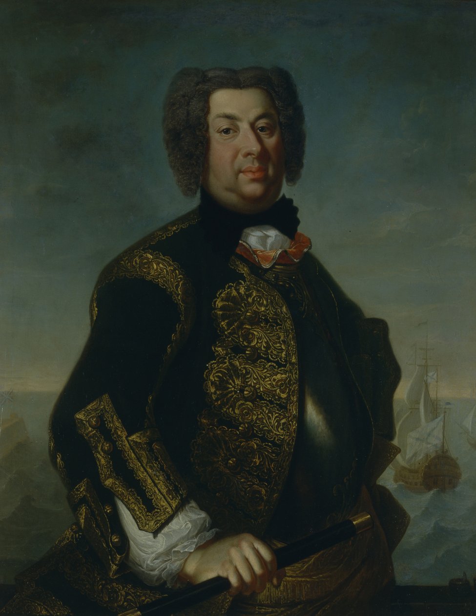 Karşı amiral Vasily Afanasievich Dmitriev-Mamonov'un portresi, 1735 by Johann Paul Luedden