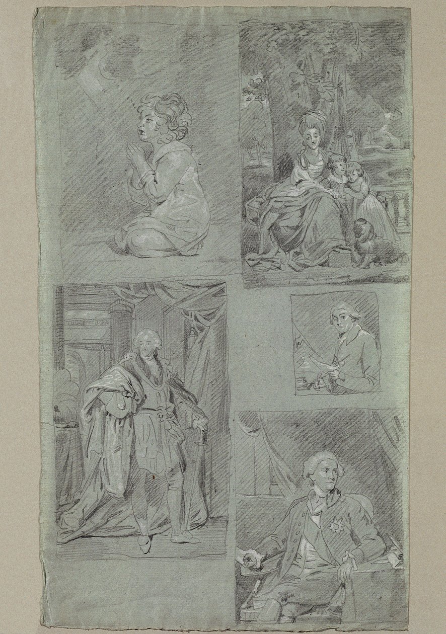 5 Bildnisstudien by Johann Peter Krafft