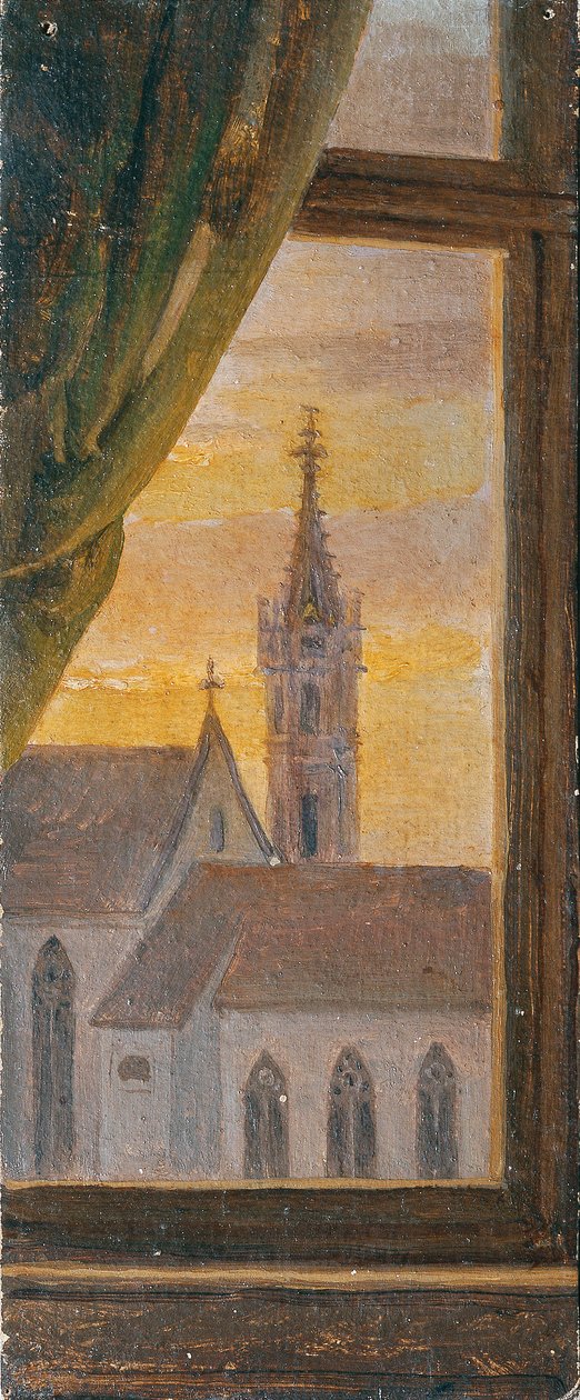 Gotik bir kilise kulesinin penceresinden görüntüleyin by Johann Peter Krafft