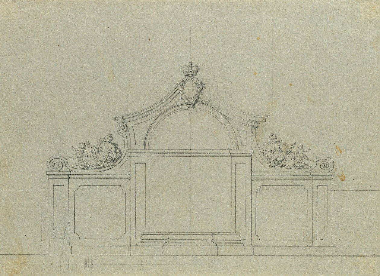Yukarı Belvedere'nin şeftali bahçesindeki çeşme by Johann Peter Krafft