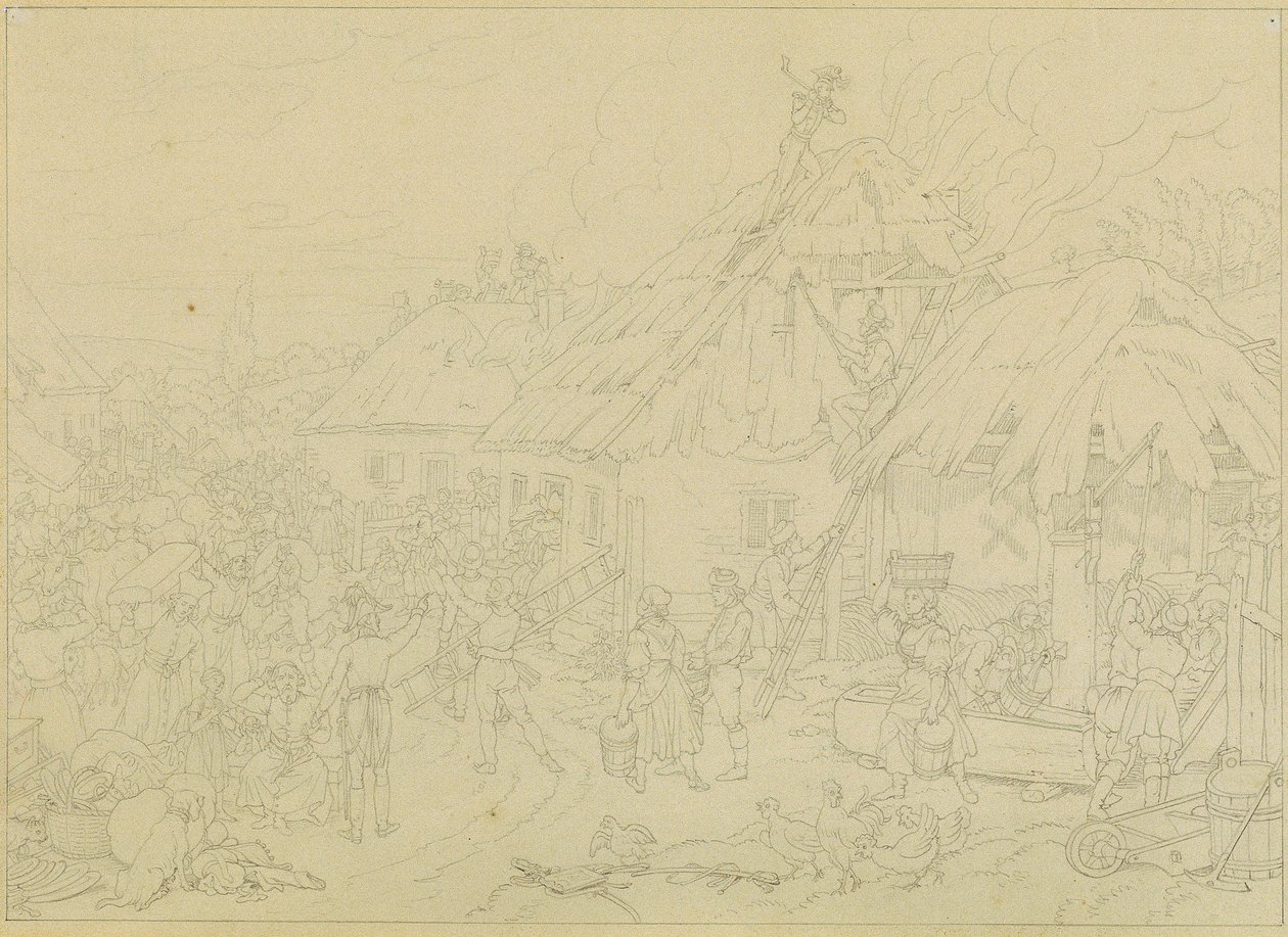 köyde yangın by Johann Peter Krafft