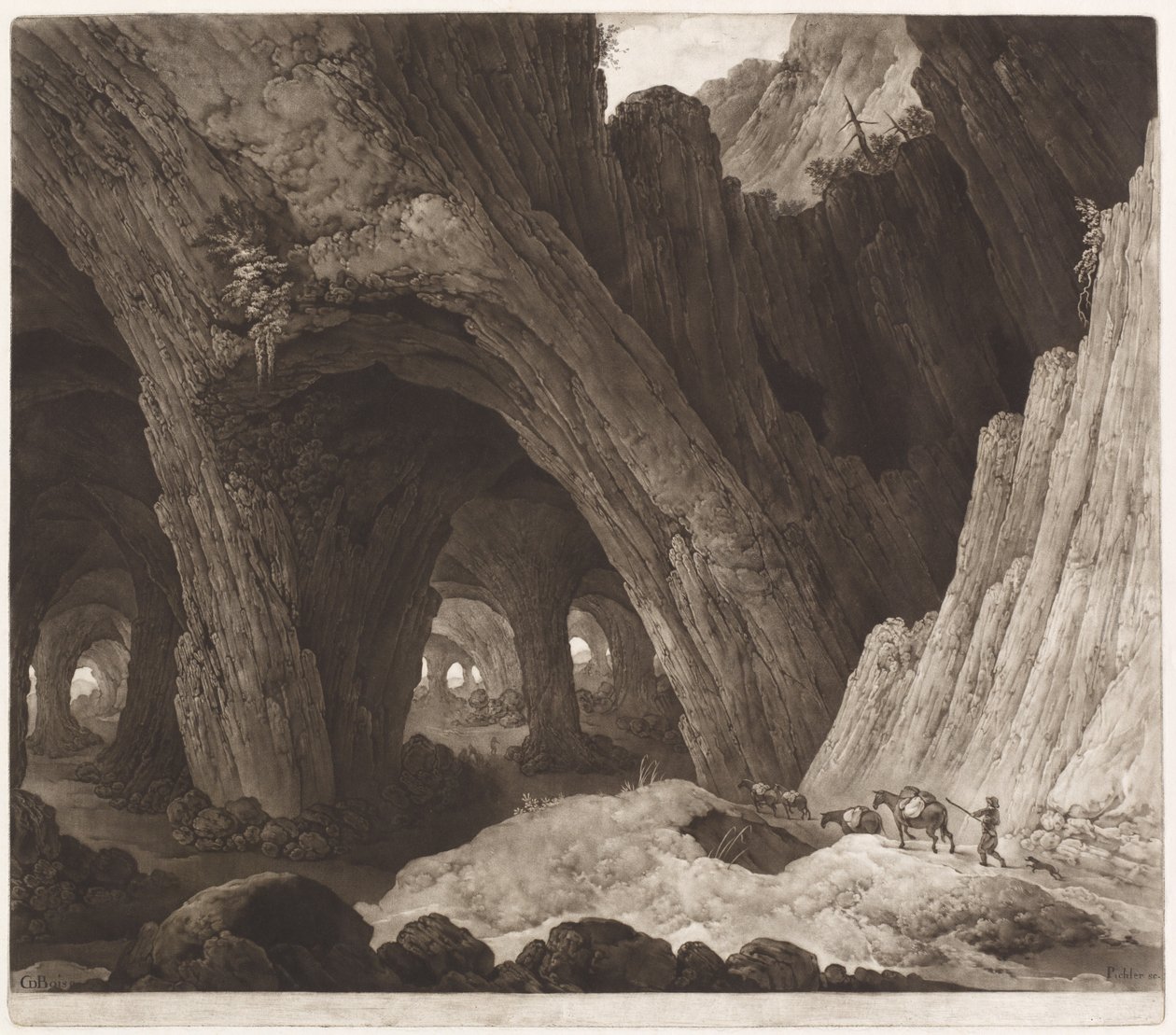 Dev Mağaralarda Dinlenen Gezginler by Johann Peter Pichler, after Guillam Dubois