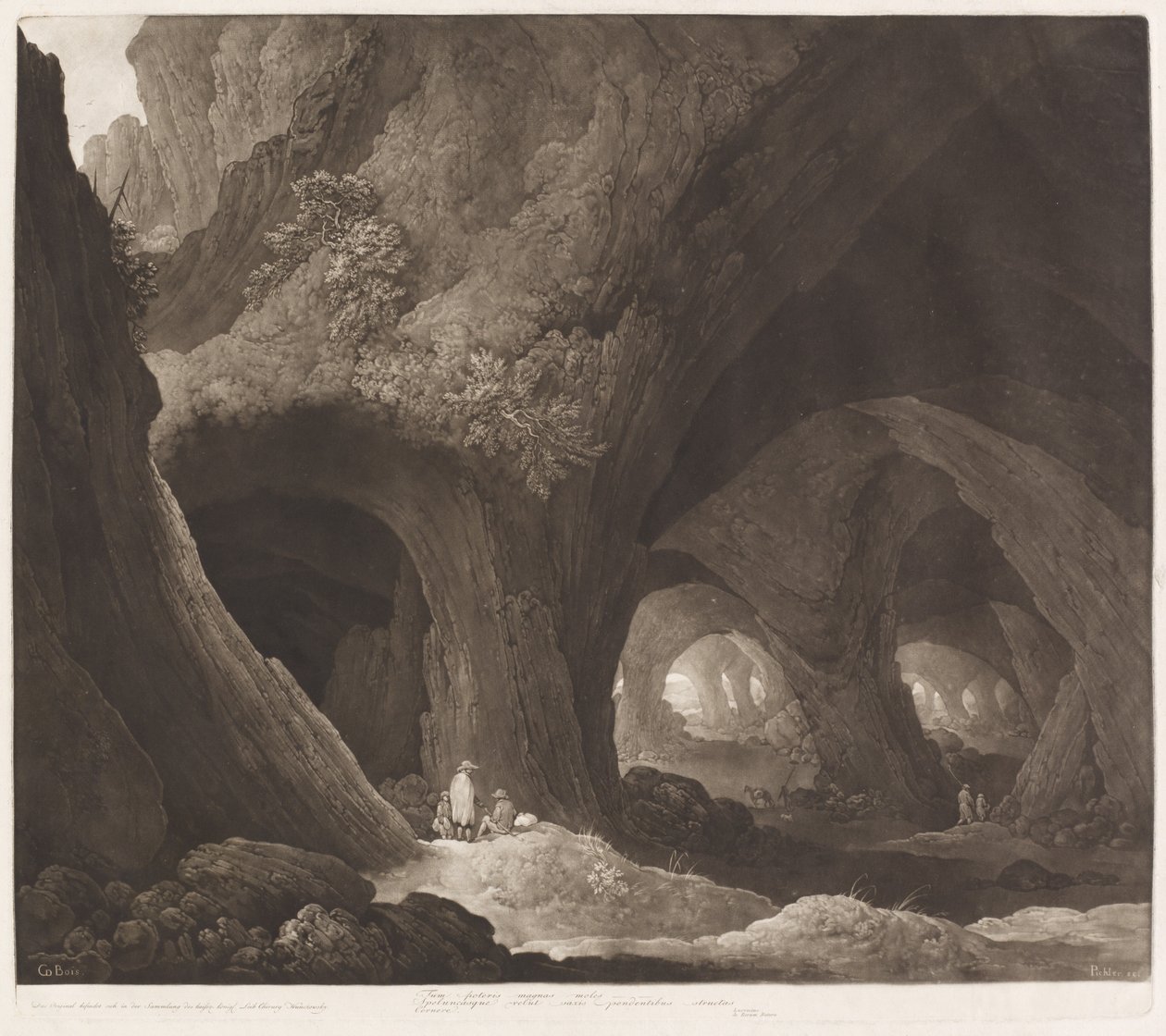 Dev Mağaralardaki Gezginler by Johann Peter Pichler, after Guillam Dubois