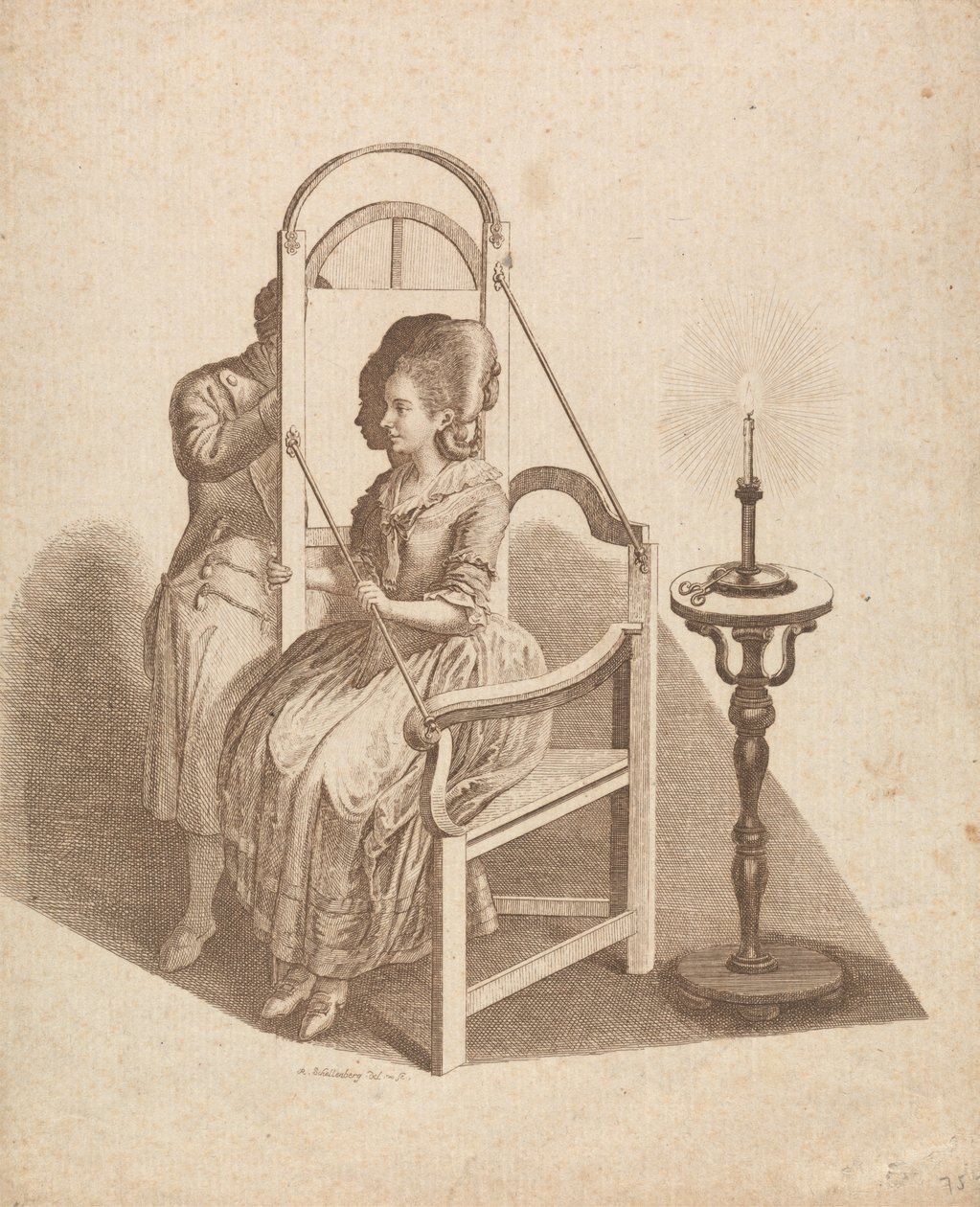 Bir Kadının Silüetini Çizen Sanatçı by Johann Rudolph Schellenberg