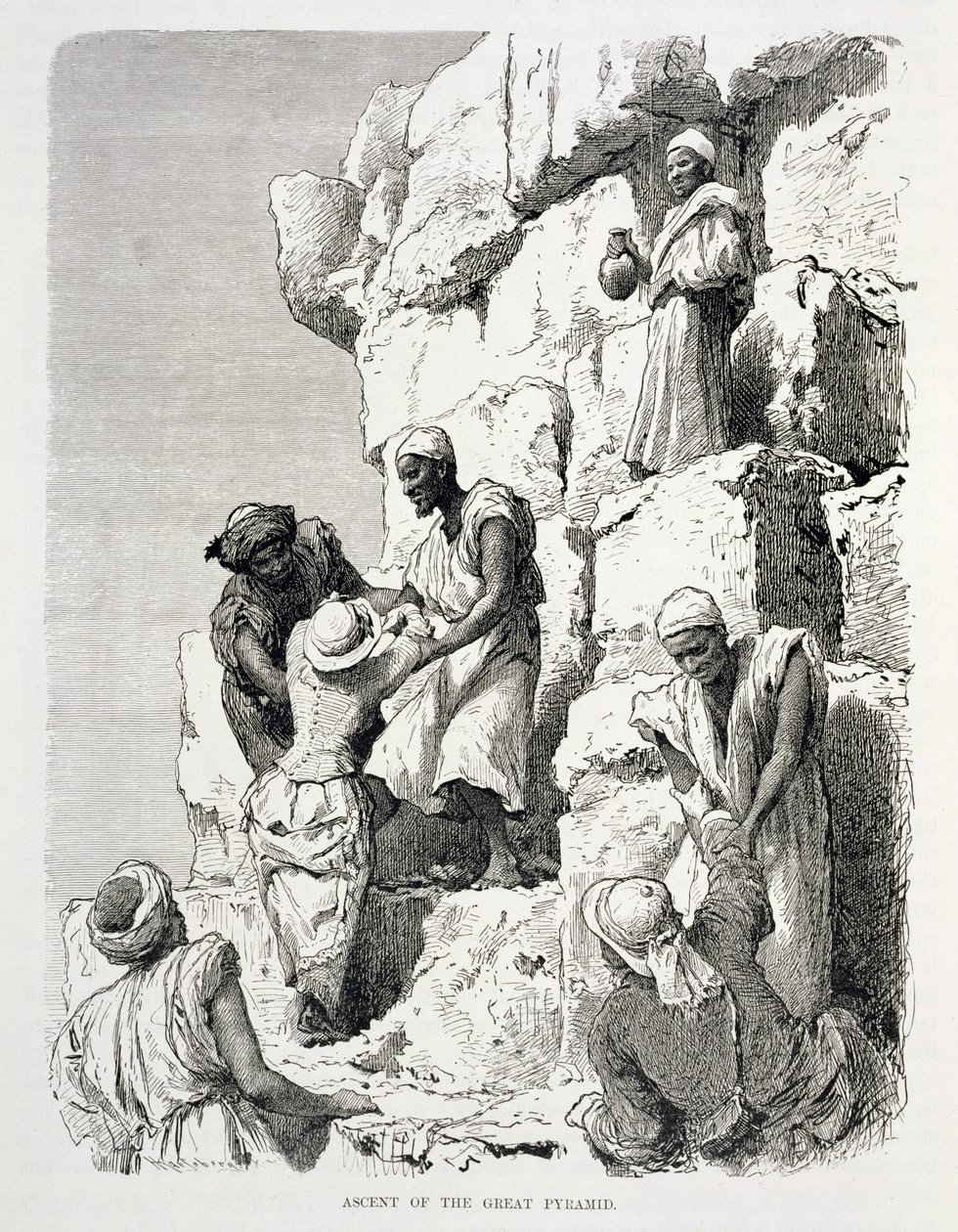 Büyük Piramidin Yükselişi, 19. yüzyıl (kağıt üzerine gravür) by Johann Rudolph the Elder Huber