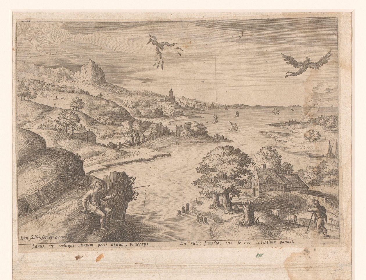 Narcissus ile manzara by Johann Sadeler (I) (attributed to)