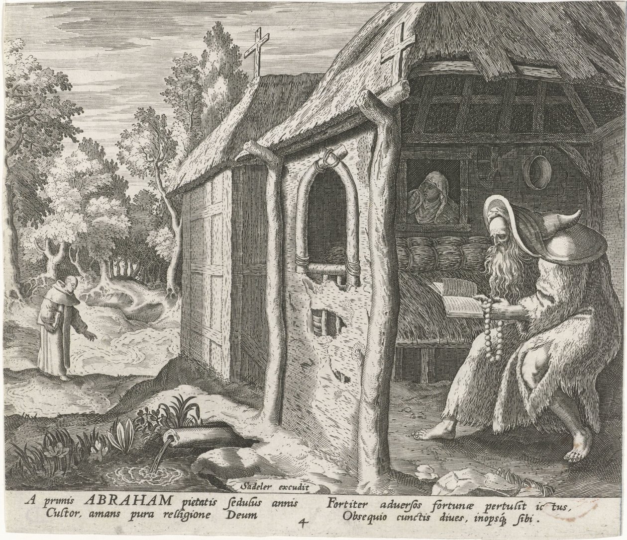 münzevi olarak Edessa İbrahim Erkek Hermits (dizi başlığı) Solitudo Sive Vitae Patrum Eremicolarum (dizi başlığı) by Johann Sadeler (I)