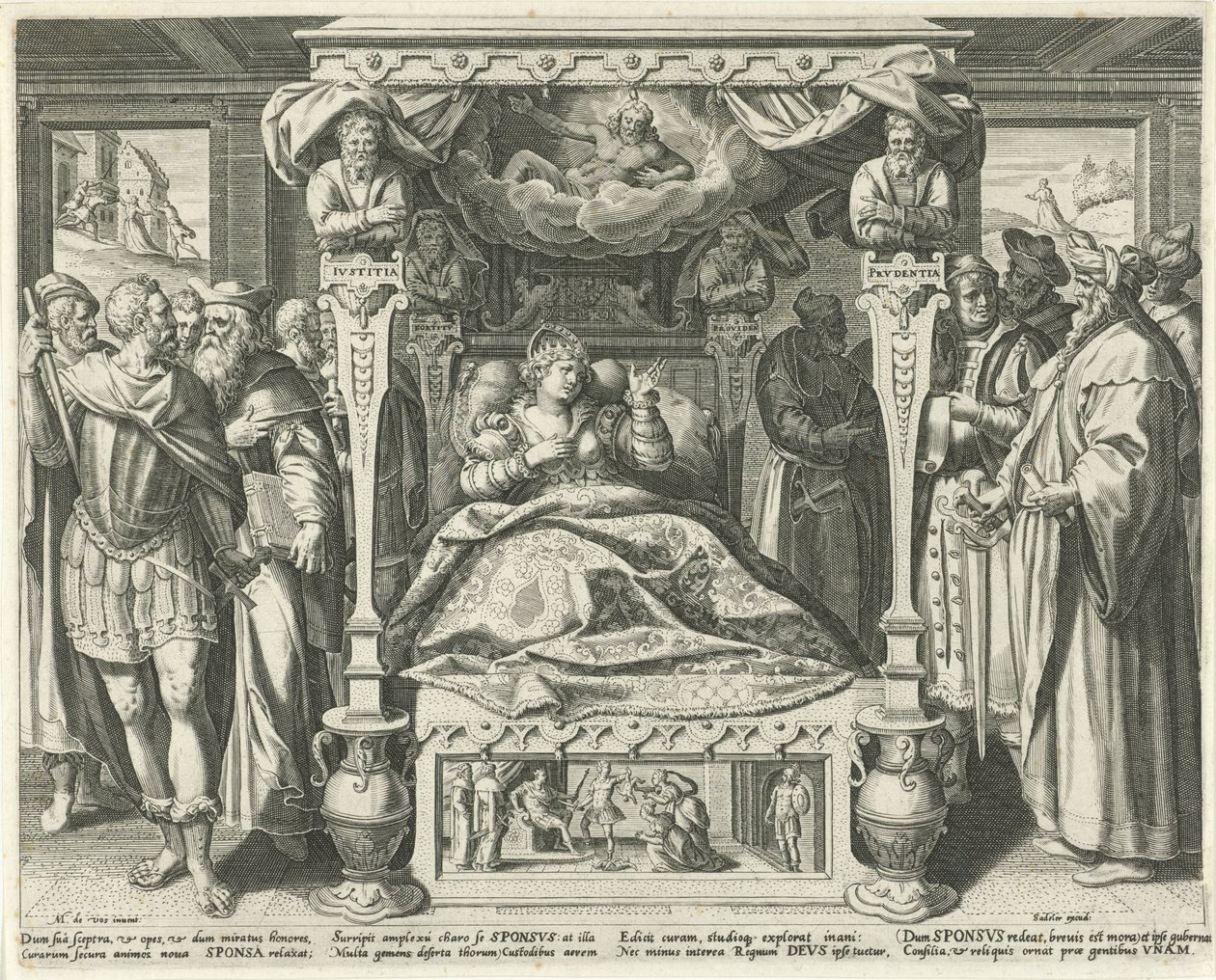 Bed de bruid van Christmas ile tanıştı Hooglied van Solomon (dizi adı) Şarkıların Şarkısı (dizi adı) by Johann Sadeler (I)