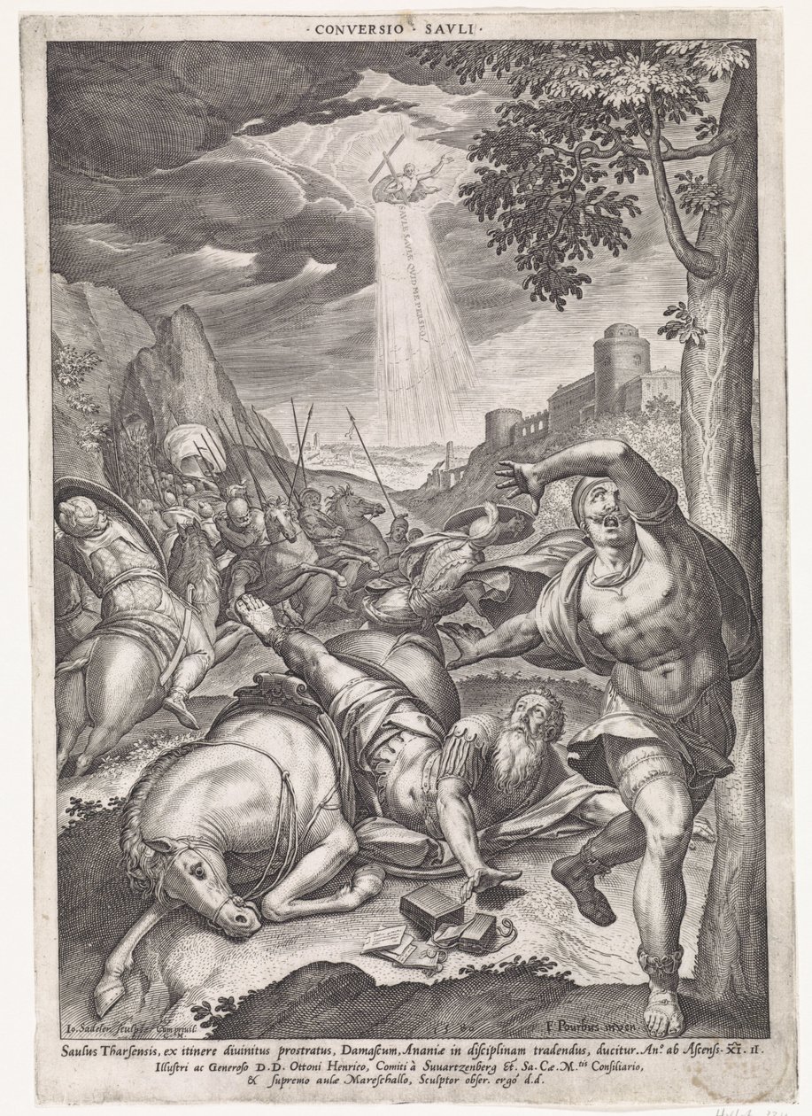 Bekering van Paul Savli Dönüşümü (nesne üzerindeki başlık) by Johann Sadeler (I)