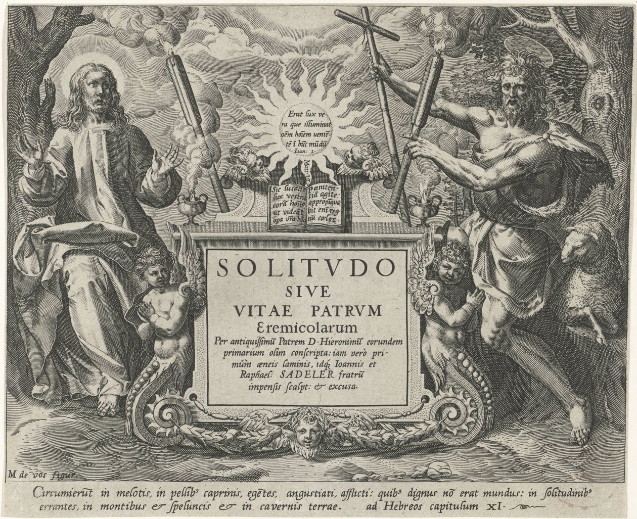 İsa ve John de Doper Mannelijke kluizenaars (dizi adı) Babaların Yalnızlığı (dizi adı) Solitvdo sive Vitae Patrum Eremolarum (nesne üzerinde seri başlığı) by Johann Sadeler (I)