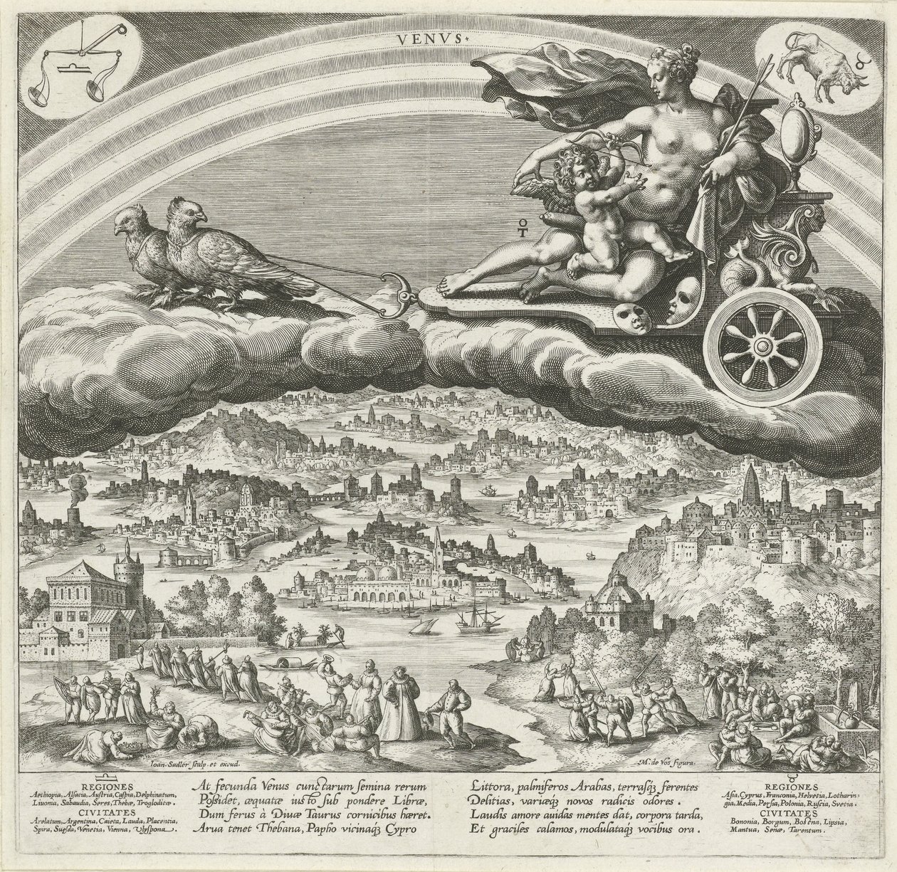Venüs gezegeni ve dünya üzerindeki etkisi Yedi Gezegen (dizi başlığı) Planetarum effectus et eorum in signis zodyak (dizi adı) by Johann Sadeler (I)