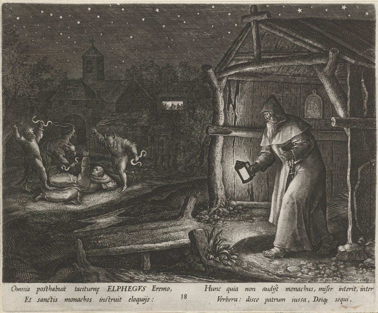 Canterbury Aziz Alphegus Hermit olarak Münzevilerin Erdemli Yaşamı (dizi adı) Trophaeum vitae solitariae (seri başlığı) by Johann Sadeler (I)