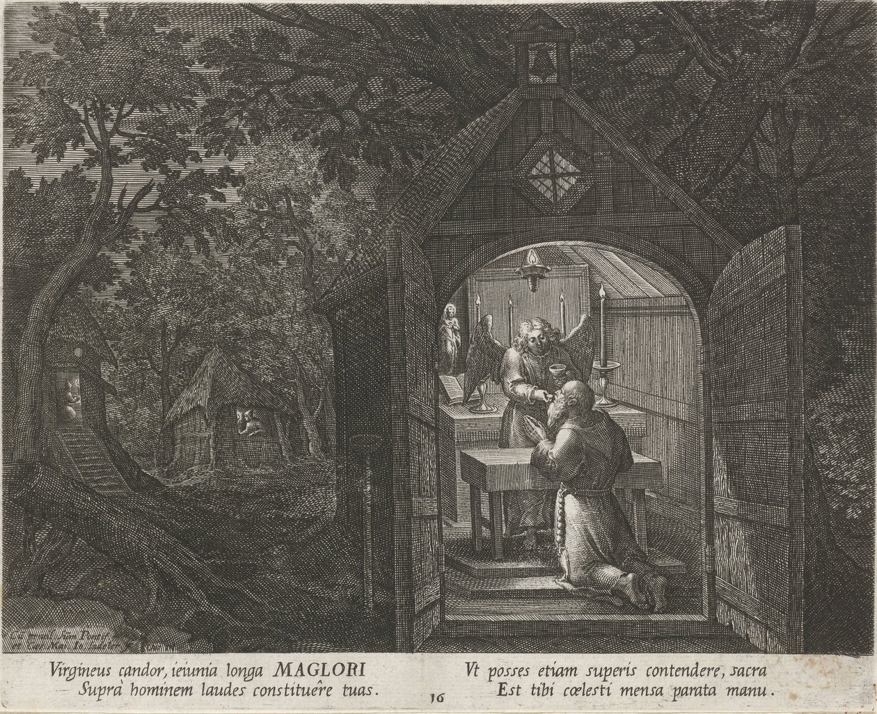 Hermit olarak Aziz Maglor Hermits (dizi adı) Oraculum Anachoreticum (dizi adı) by Johann Sadeler (I)