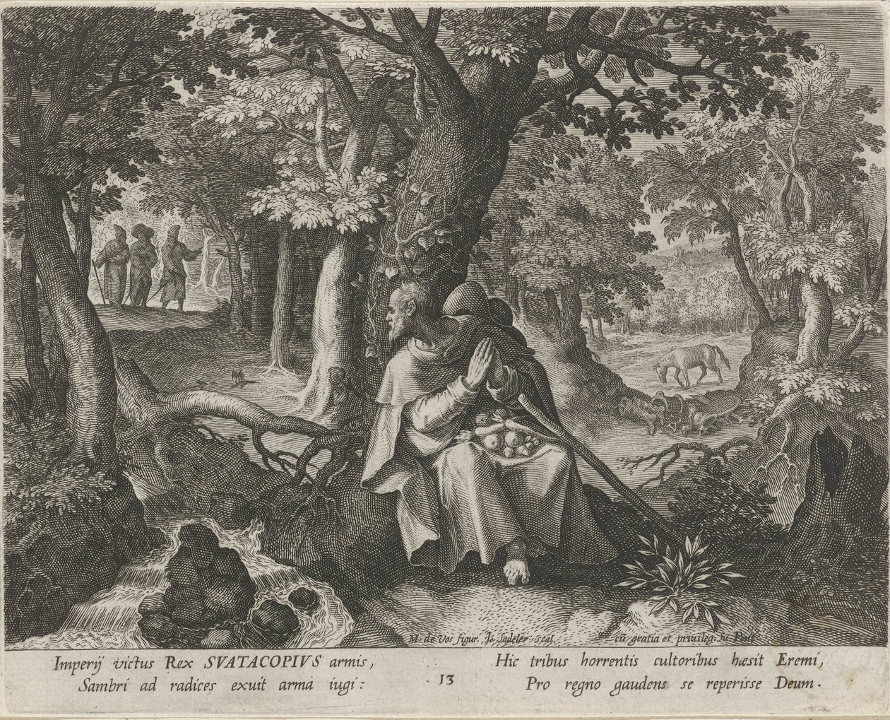 Aziz Suatacopius Hermit olarak Münzevilerin Erdemli Hayatları (dizi adı) Trophaeum vitae solitariae (seri başlığı) by Johann Sadeler (I)