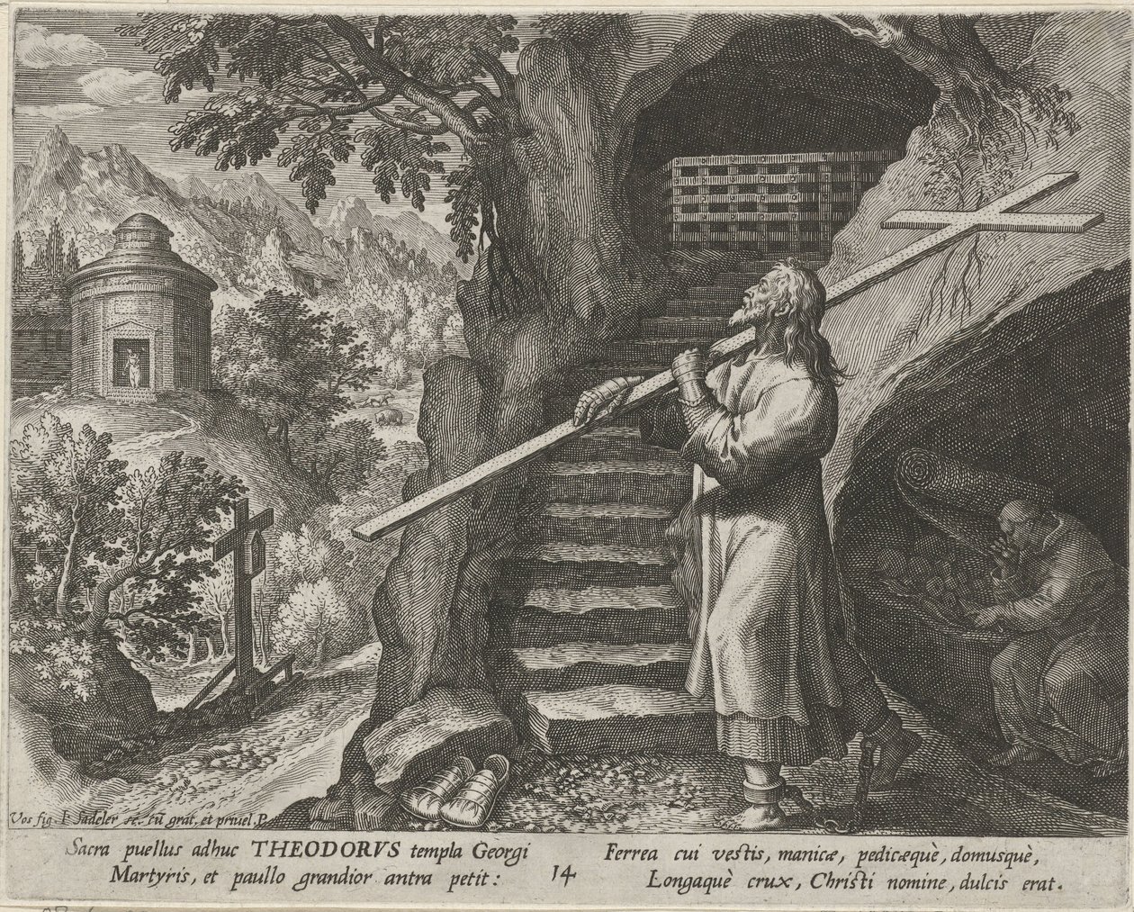 Hermit olarak Aziz Theodore Tiro Münzevilerin Erdemli Yaşamı (dizi adı) Trophaeum vitae solitariae (seri başlığı) by Johann Sadeler (I)