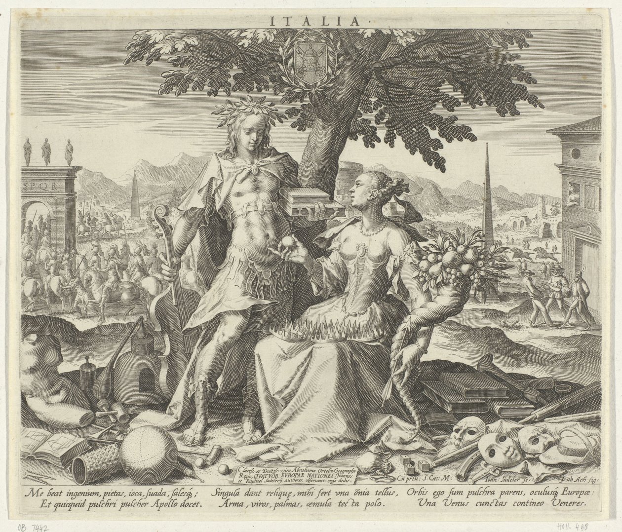 İtalya, Venüs ve Apollo ile İtalya (nesne üzerindeki başlık) Avrupa ülkelerinin alegorik temsilleri (dizi başlığı) by Johann Sadeler (I)