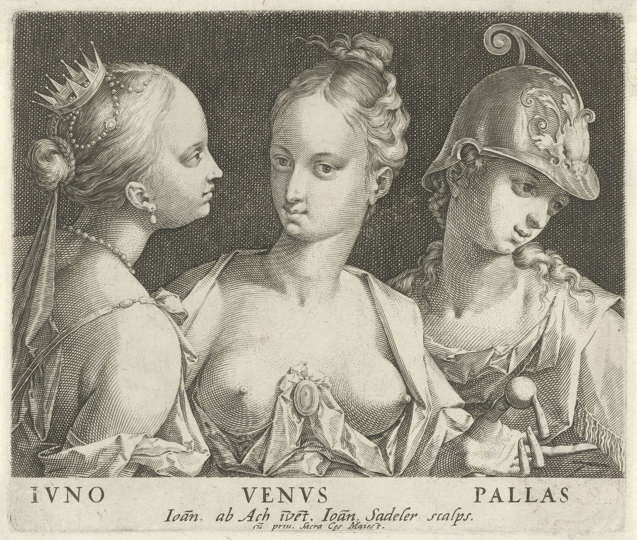 Juno, Venüs ve Minerva Ivno Venvs Pallas (nesne üzerindeki başlık) by Johann Sadeler (I)