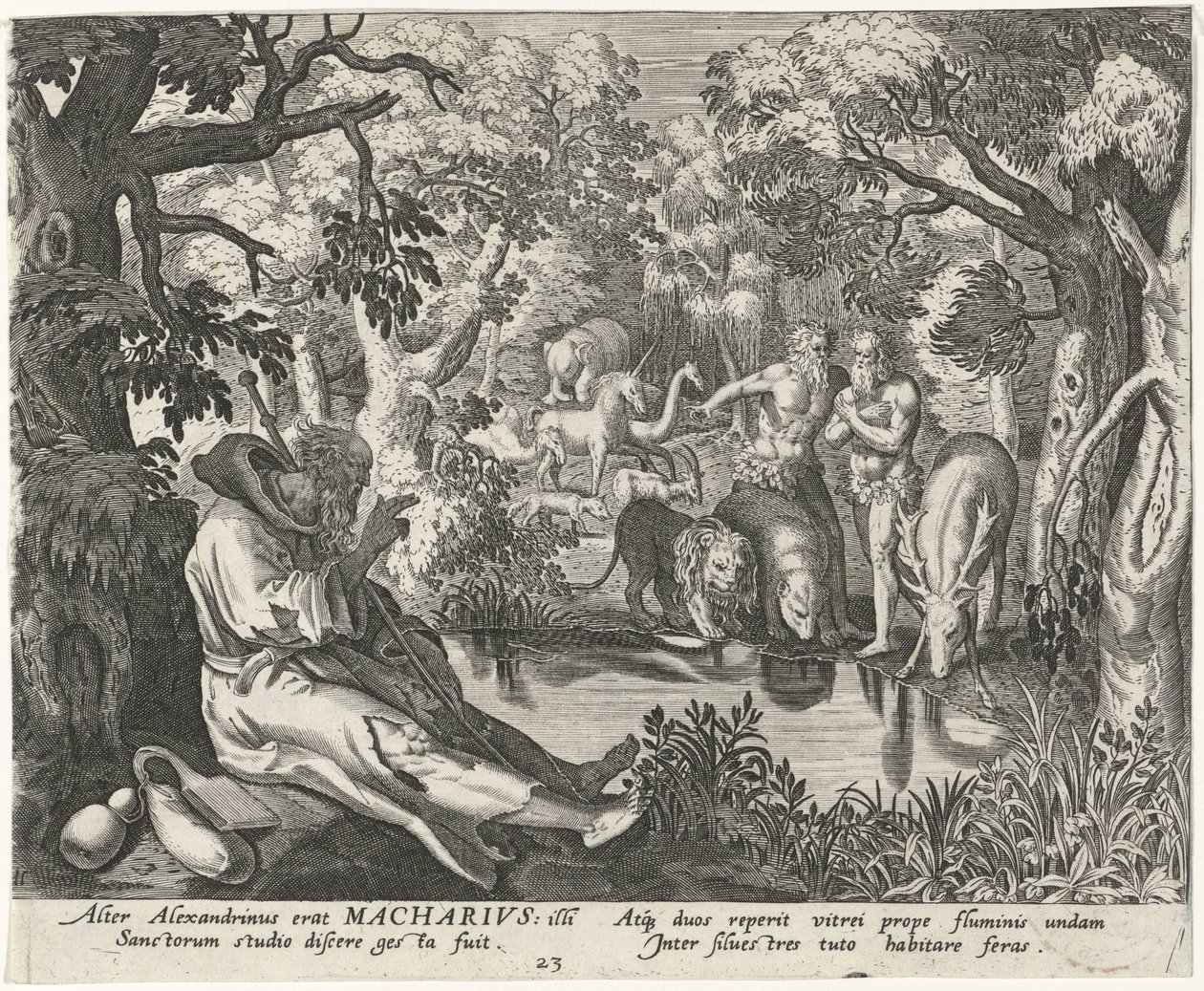 Bir keşiş olarak İskenderiyeli Macarius Erkek Hermits (dizi başlığı) Solitudo Sive Vitae Patrum Eremicolarum (dizi başlığı) by Johann Sadeler (I)