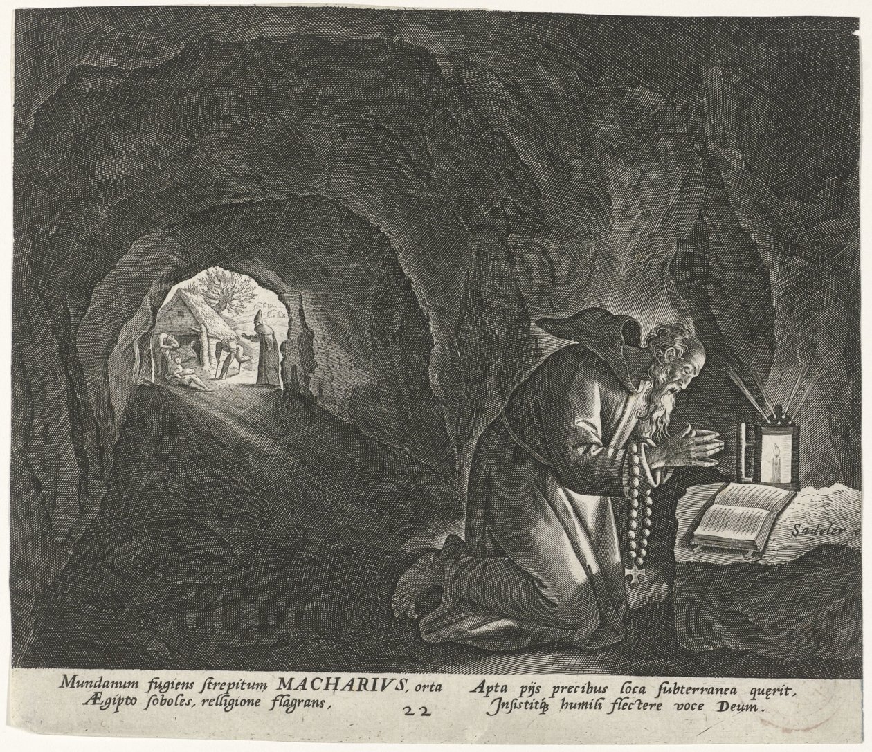 Bir keşiş olarak Mısır Macarius Erkek Hermits (dizi başlığı) Solitudo Sive Vitae Patrum Eremicolarum (dizi başlığı) by Johann Sadeler (I)