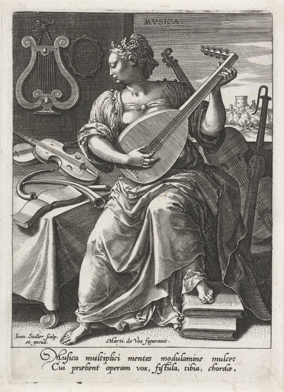 Müzik Musica (nesne üzerindeki başlık) Yedi liberal sanat (artes liberales) (dizi başlığı) by Johann Sadeler (I)