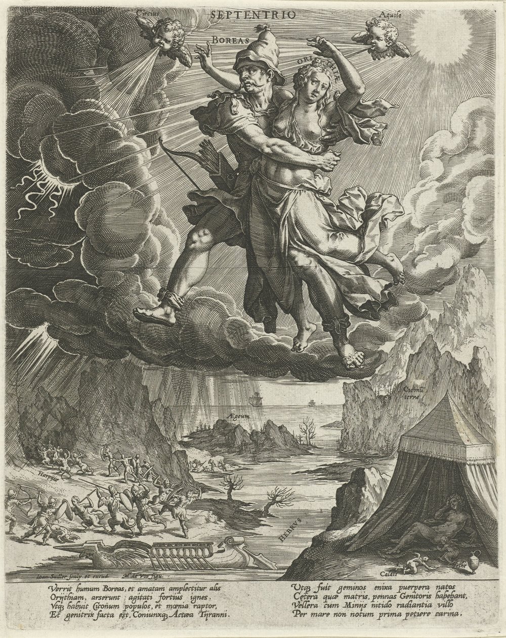 Kuzey Rüzgarı Septentrio (nesne üzerindeki başlık) Dört Rüzgar (dizi adı) by Johann Sadeler (I)