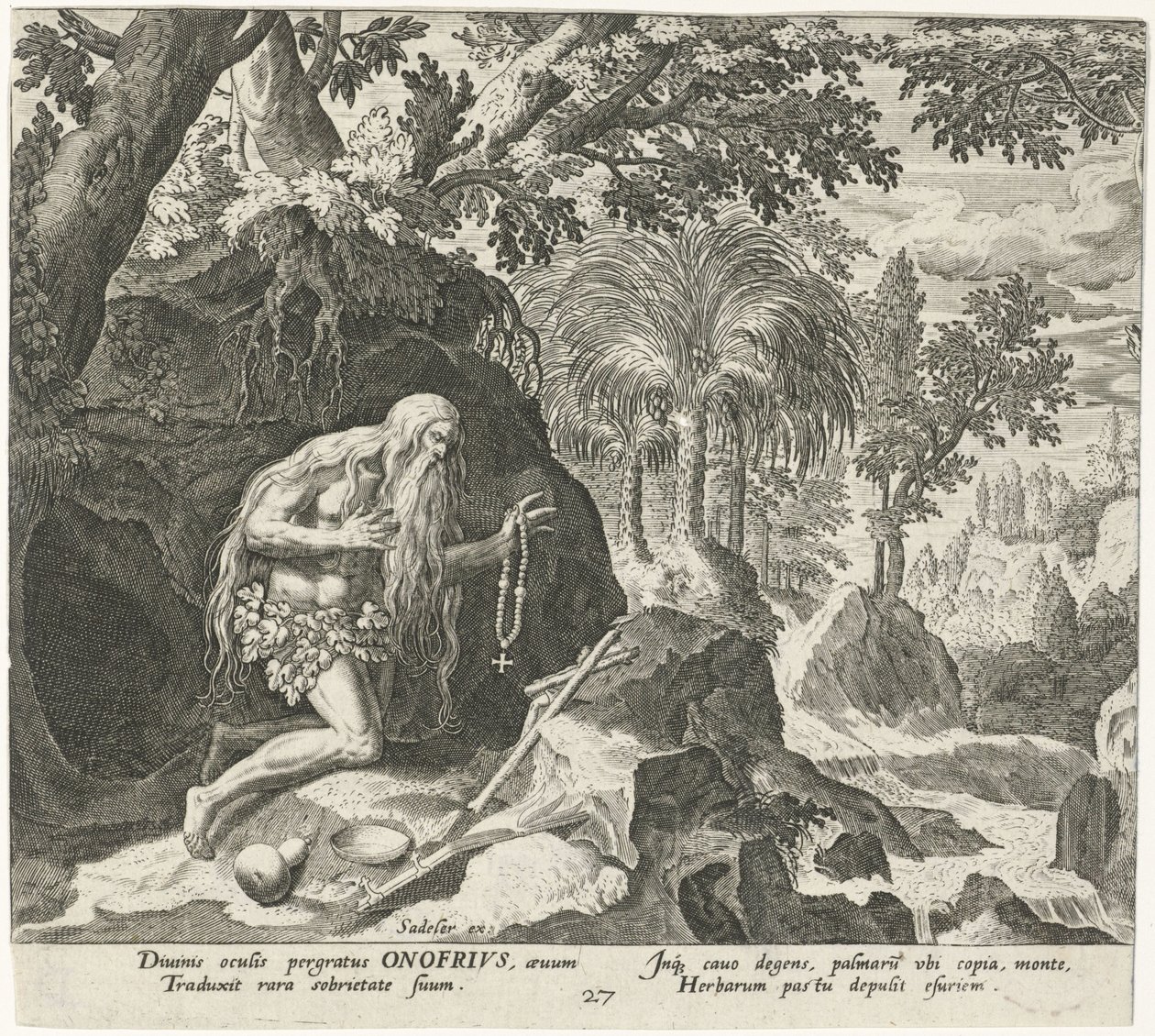 Bir keşiş olarak Büyük Onyphrius Erkek Hermits (dizi başlığı) Solitudo Sive Vitae Patrum Eremicolarum (dizi başlığı) by Johann Sadeler (I)