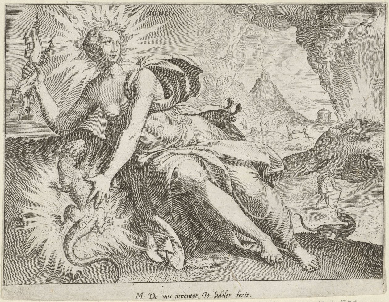 Havai fişek Ignis (nesne üzerindeki başlık) Dört Element (dizi adı) by Johann Sadeler (I)