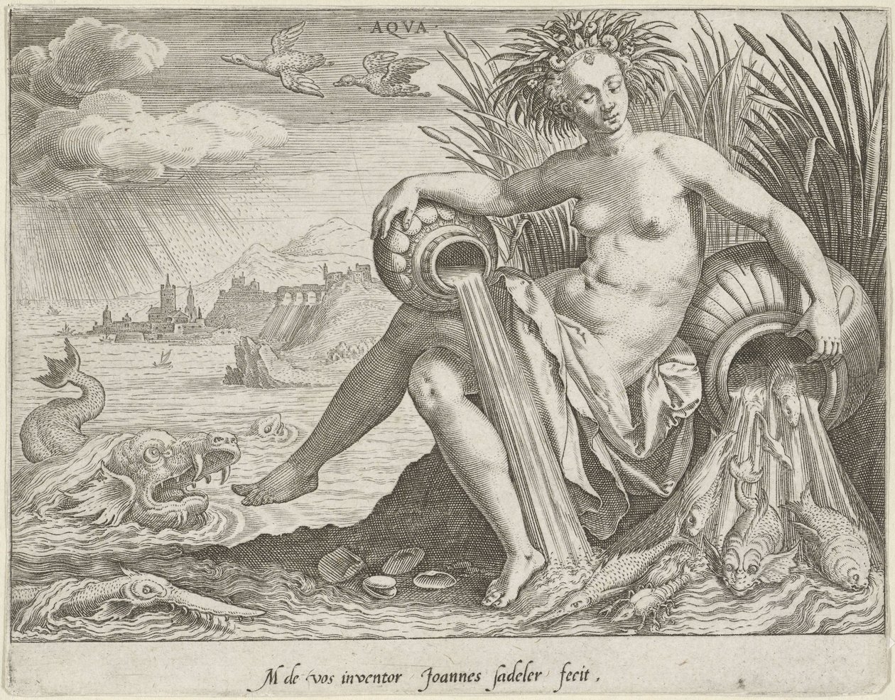 su Aqva (nesne üzerindeki başlık) Dört Element (dizi adı) by Johann Sadeler (I)