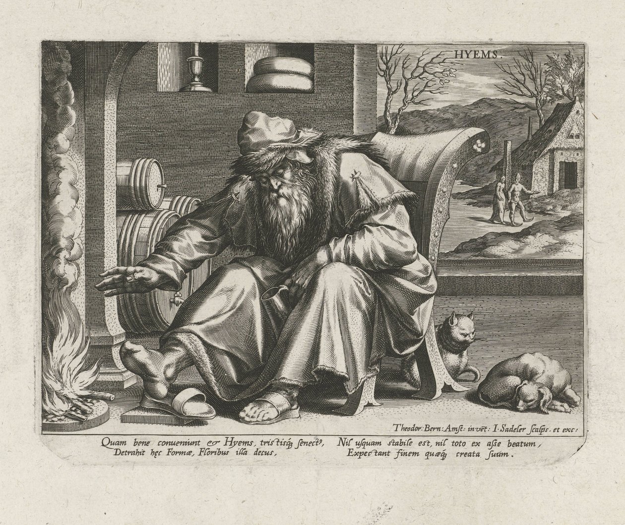 Kış mevsimi Hyems (nesne üzerindeki başlık) Dört Mevsim (dizi adı) by Johann Sadeler (I)