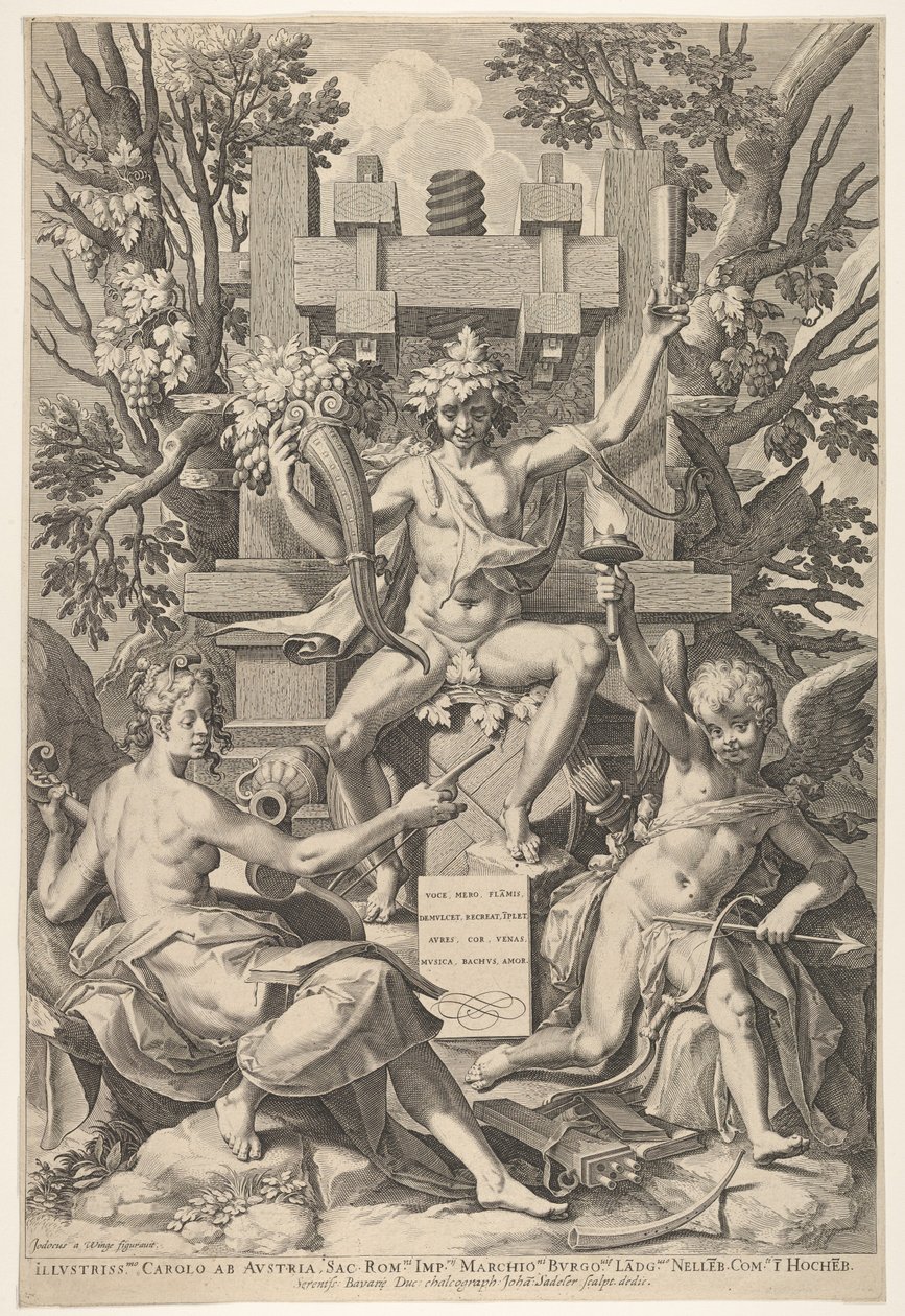 Bacchus, Müzik, Amor, 1575-1600. by Johann Sadeler I