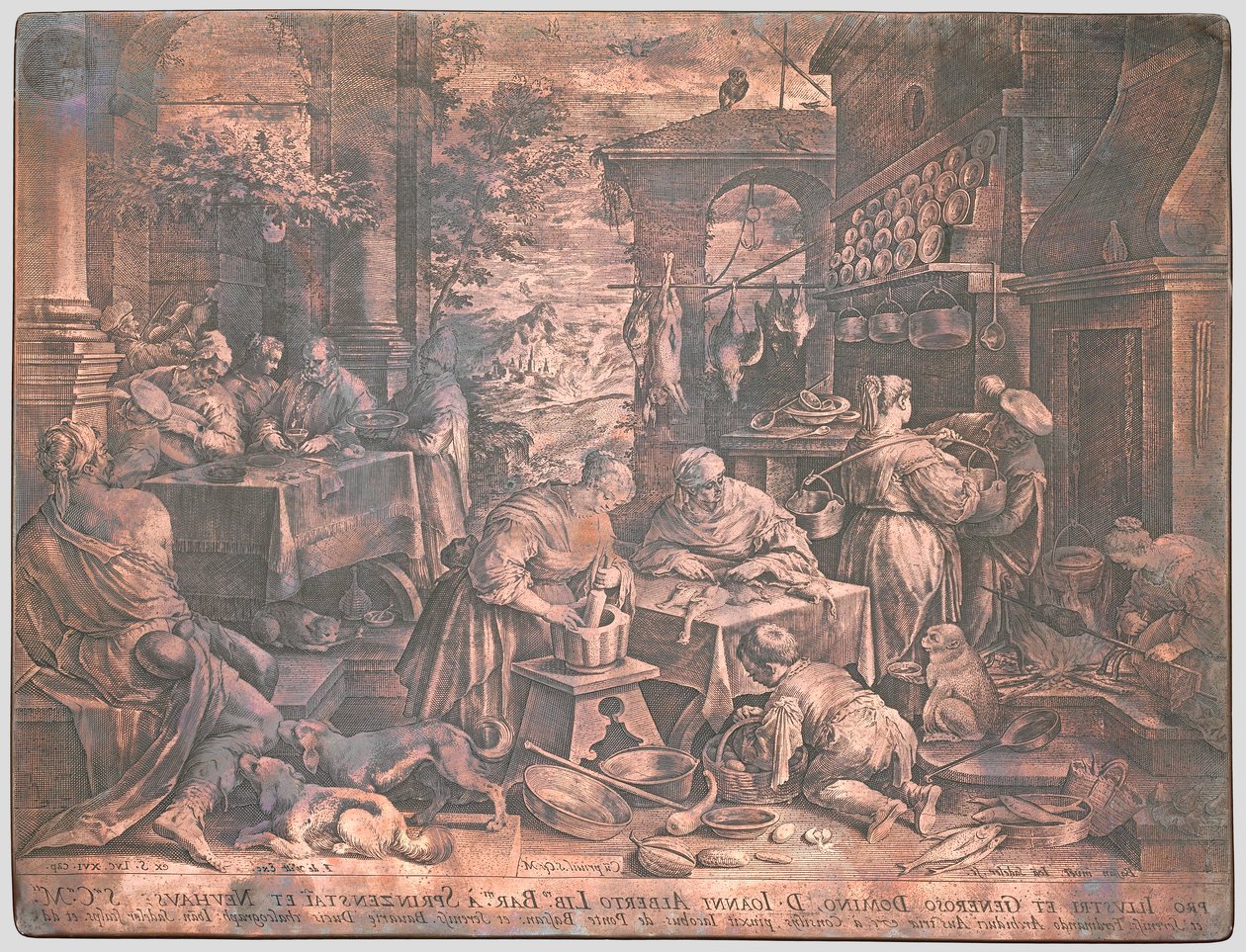 Zengin Adam ve Lazarus için bakır levha by Johann Sadeler I
