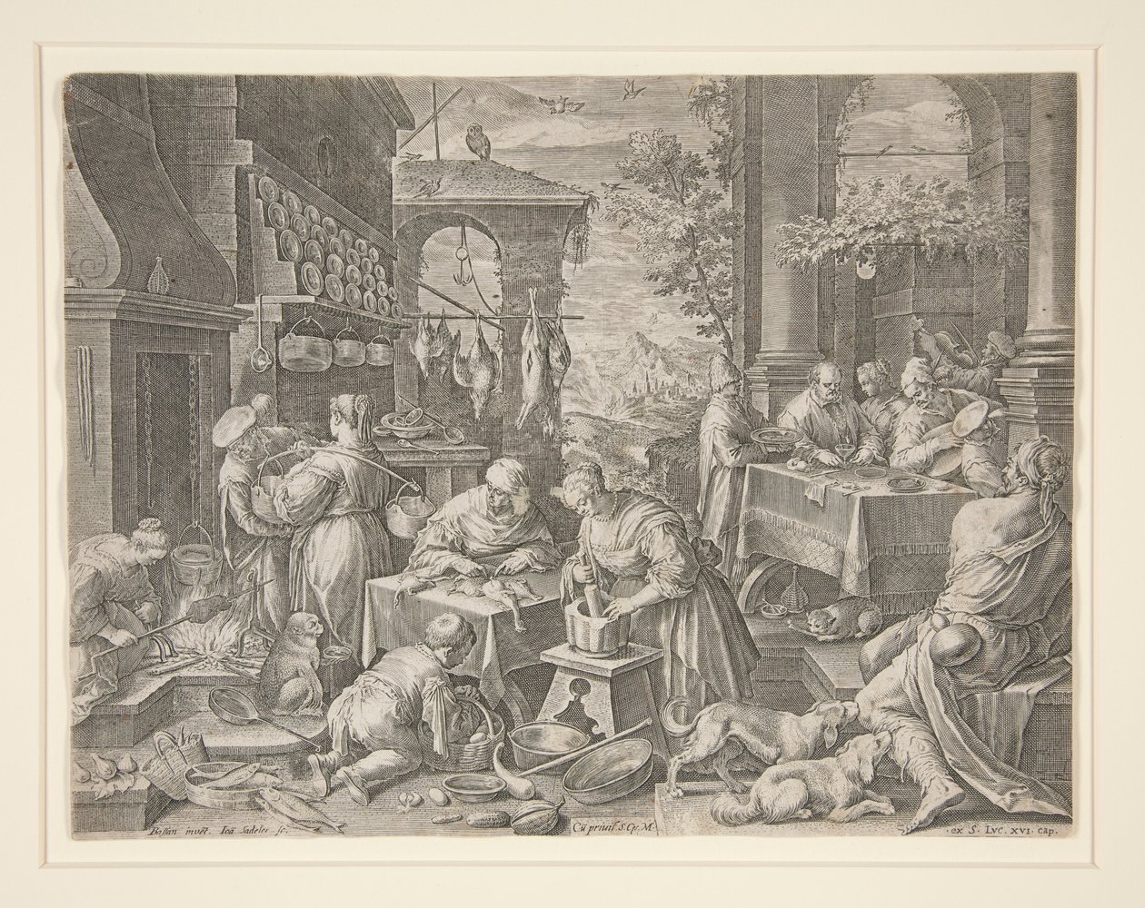 Zengin Adam ve Lazarus by Johann Sadeler I