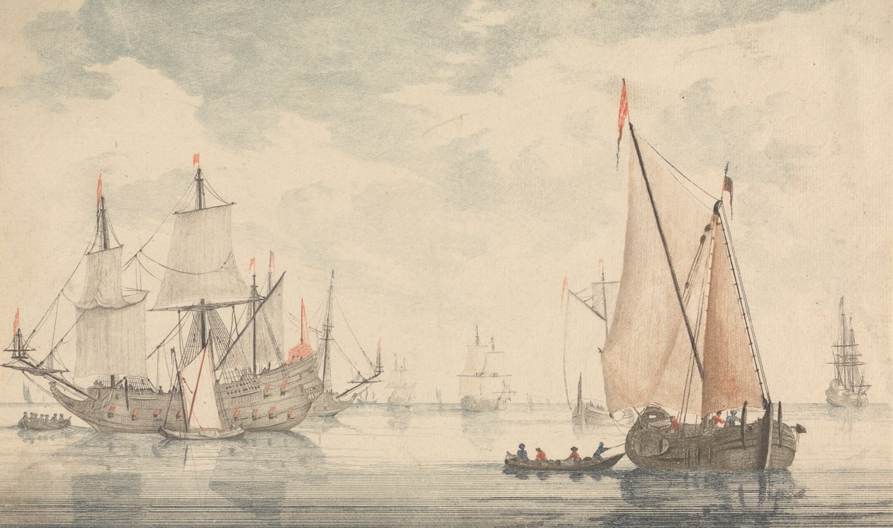 Kaleler, Harabeler ve Deniz Manzaraları - Altı Renkli Gravür by Johann Teyler