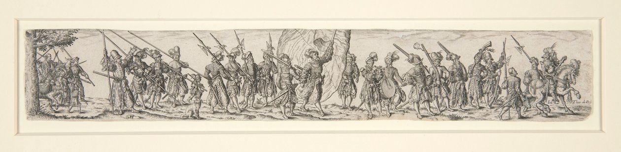 Standart Taşıyıcı ile Yürüyen Askerler by Johann Theodor de Bry
