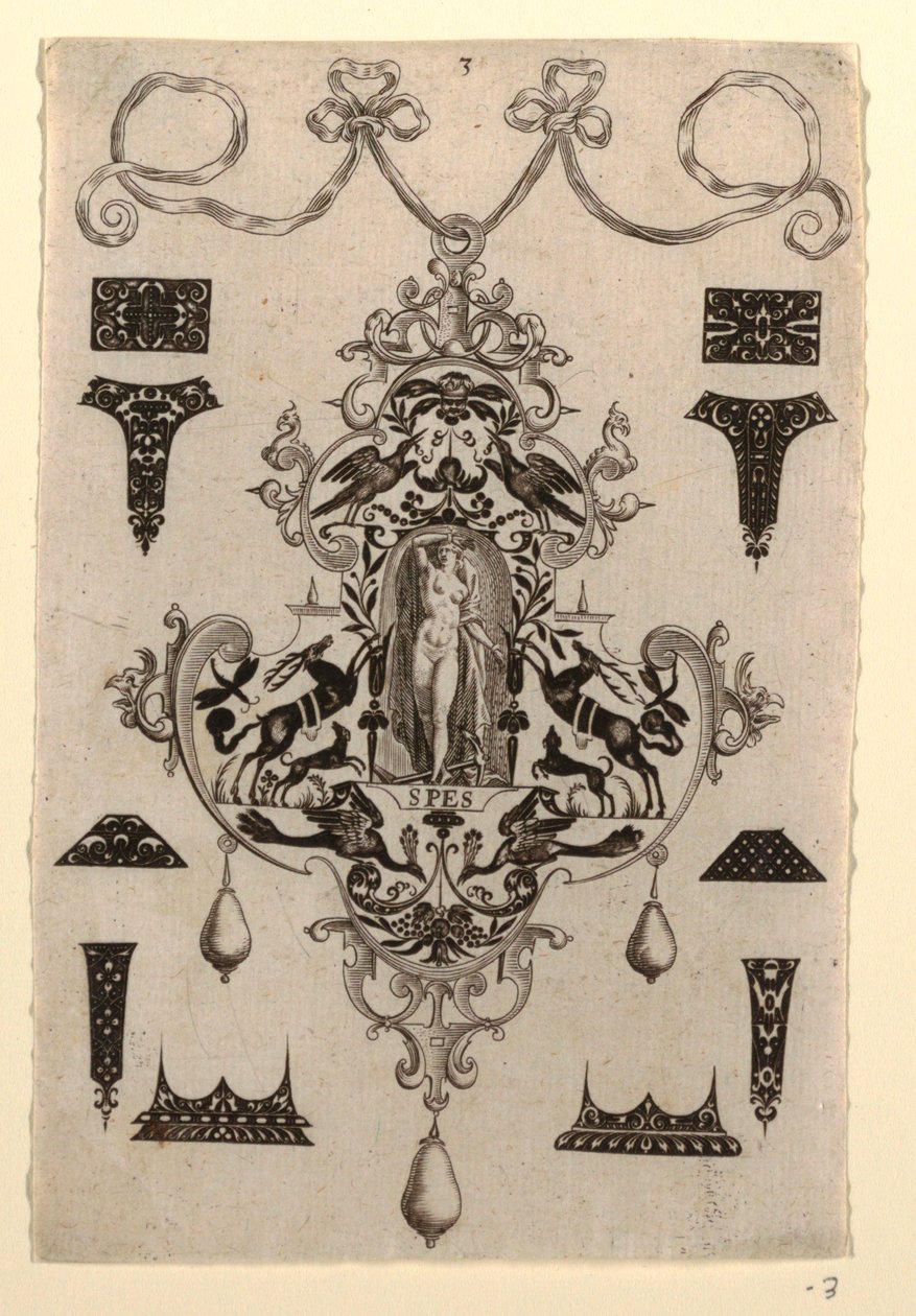 Erdem Umutlu Kolye Tasarımı, Plaka 3, başlıca erdemlere sahip sekiz kolye tasarımı serisinden by Johann Theodor de Bry