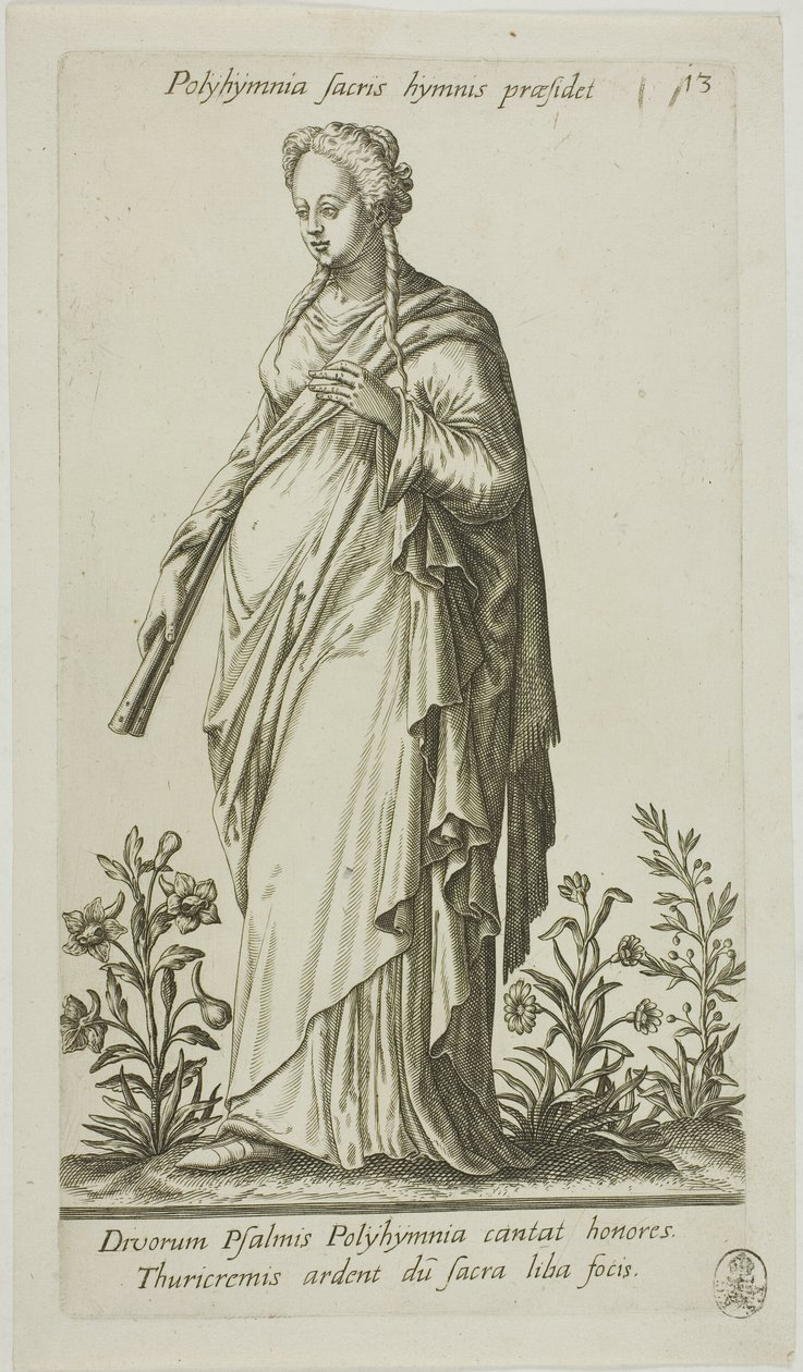 Polyhymnia, İlâhilerin İlham Perisi, Parnassus Biceps'ten 13 numaralı levha by Johann Theodor de Bry