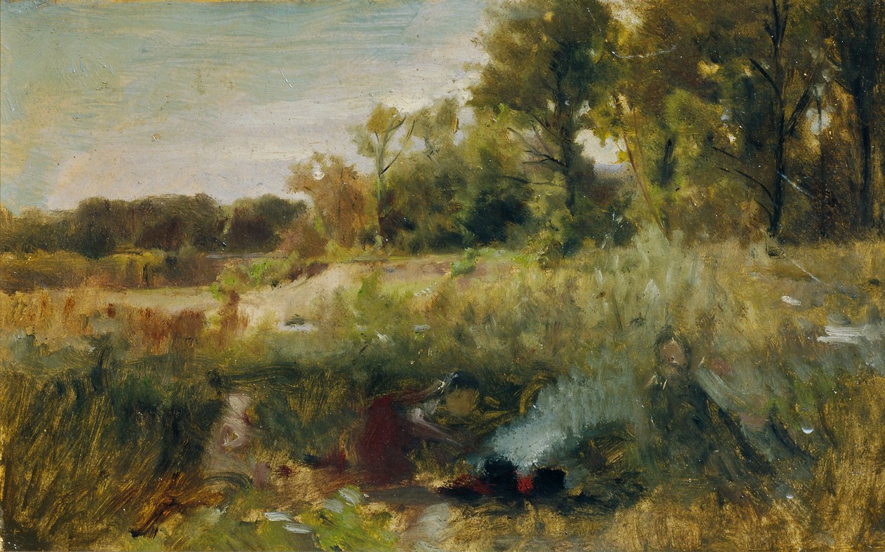 Yangında çocuklarla çayır manzara by Johann  Till der Jüngere