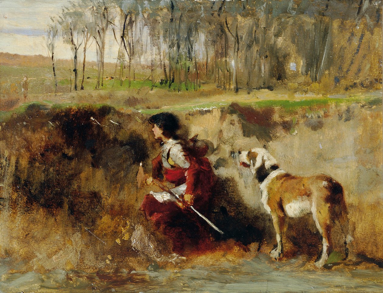 Bir köpekle bir şövalye çalışması by Johann  Till der Jüngere