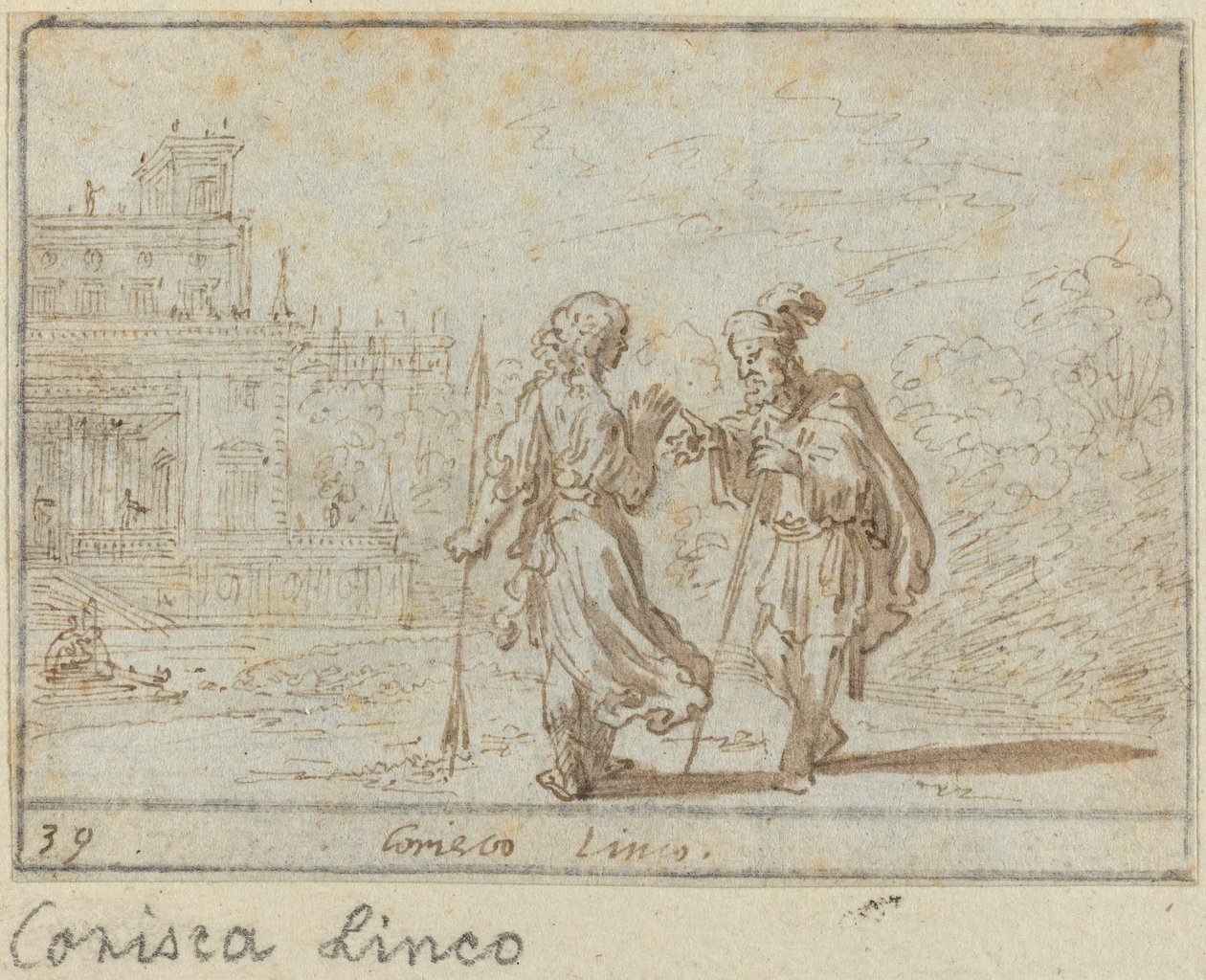 Corisca ve Linco, 1640. by Johann Wilhelm Baur
