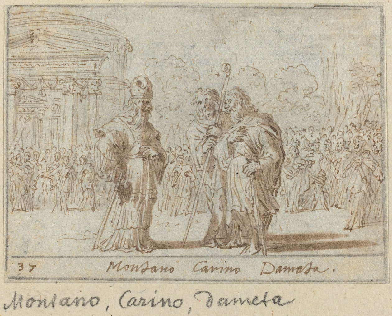 Montano, Carino ve Dameta by Johann Wilhelm Baur