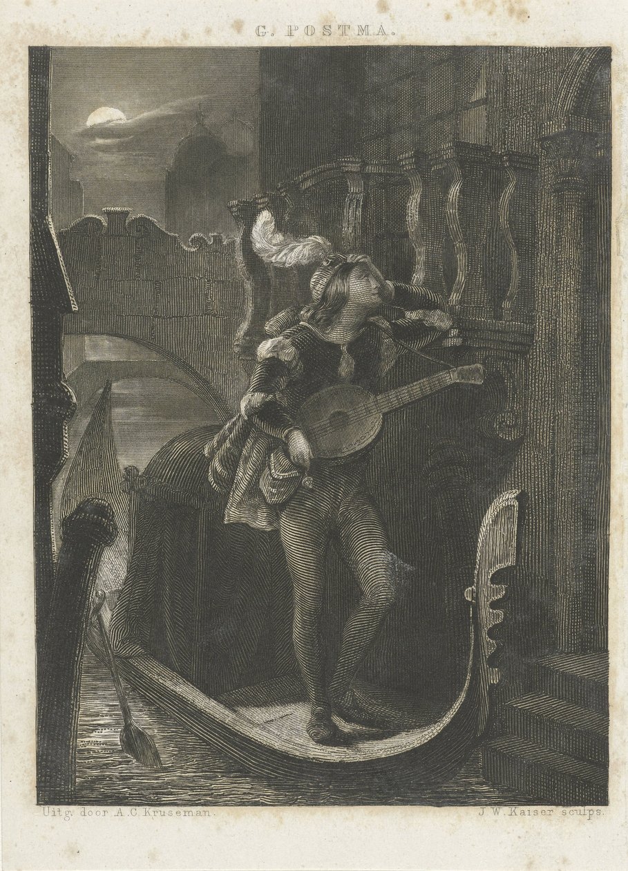 Moonshine ile gondol by Johann Wilhelm Kaiser (I)