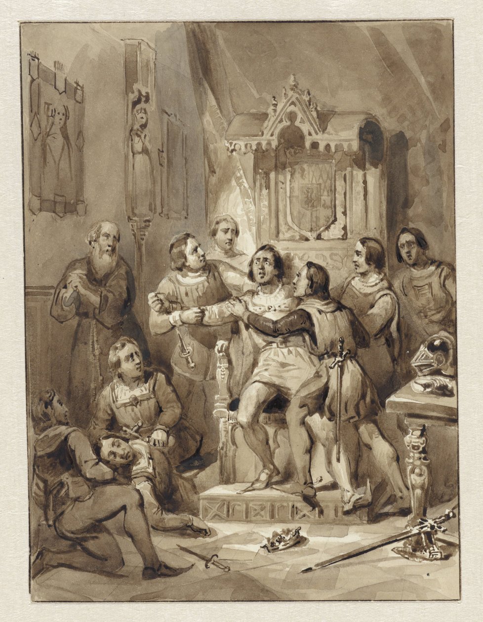 Kont William V çıldırır ve Gerrit van Wateringen'i öldürür, 1357 by Johann Wilhelm Kaiser (I)