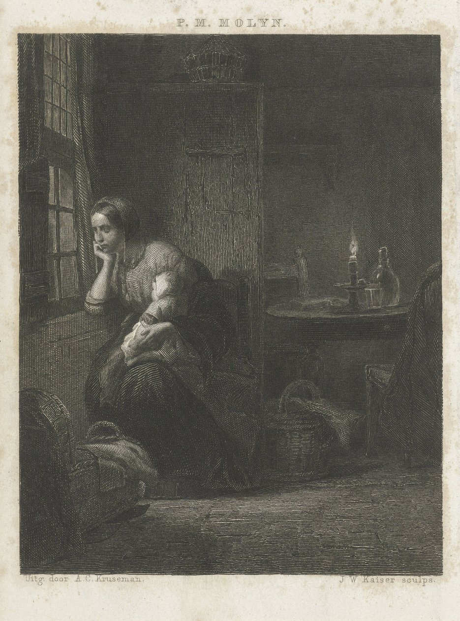 Pencerede çocuğu olan kadın by Johann Wilhelm Kaiser (I)