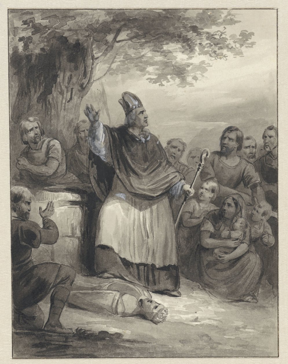 Willibrord, Walcheren'e olan inancını ilan ediyor, 695 by Johann Wilhelm Kaiser (I)