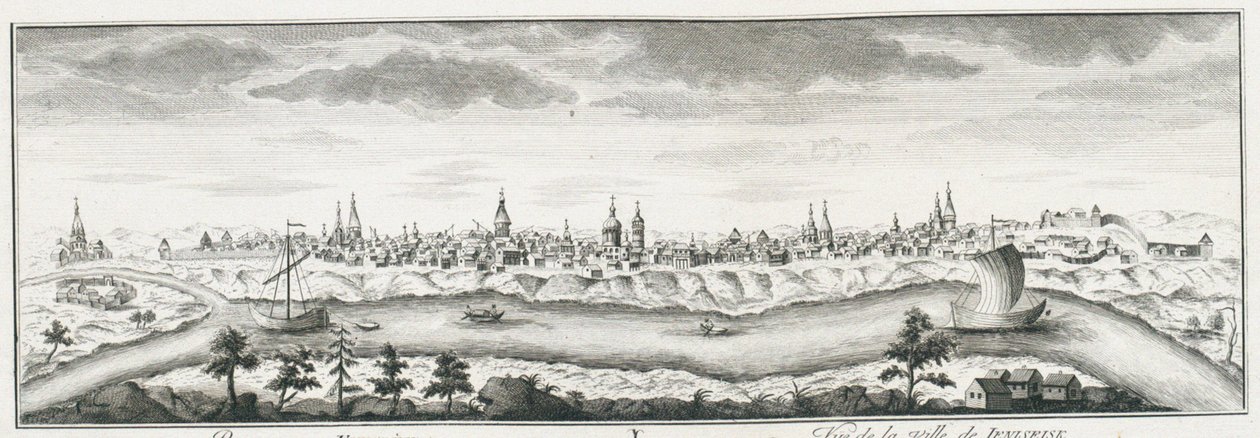 Yeniseysk manzarası, yaklaşık 1735 by Johann Wilhelm Lürsenius